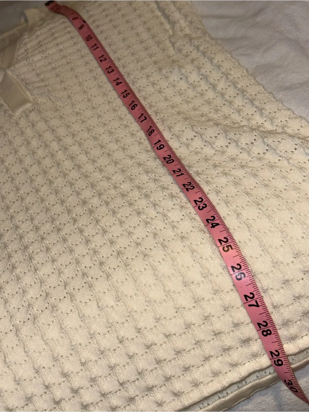 CK Cream Knit V-Neck long Sweater - Picture 8 of 9